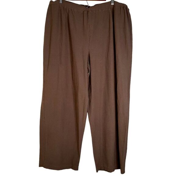 Eileen Fisher Womens 3X Solid Taupe Brown Elastic Waist Casual Lagenlook Pants